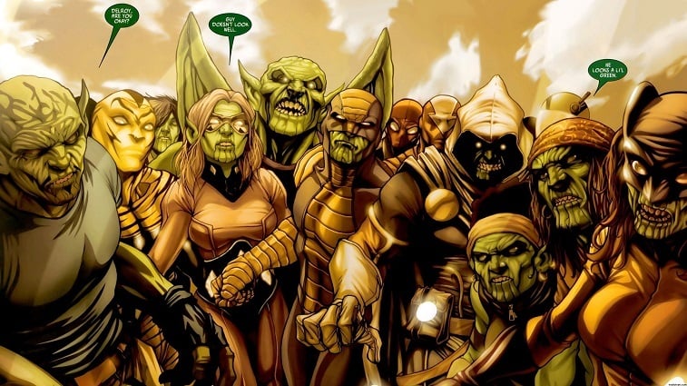 The Skrulls band together in a Marvel Comics issue The Skrulls band together in a Marvel Comics issue