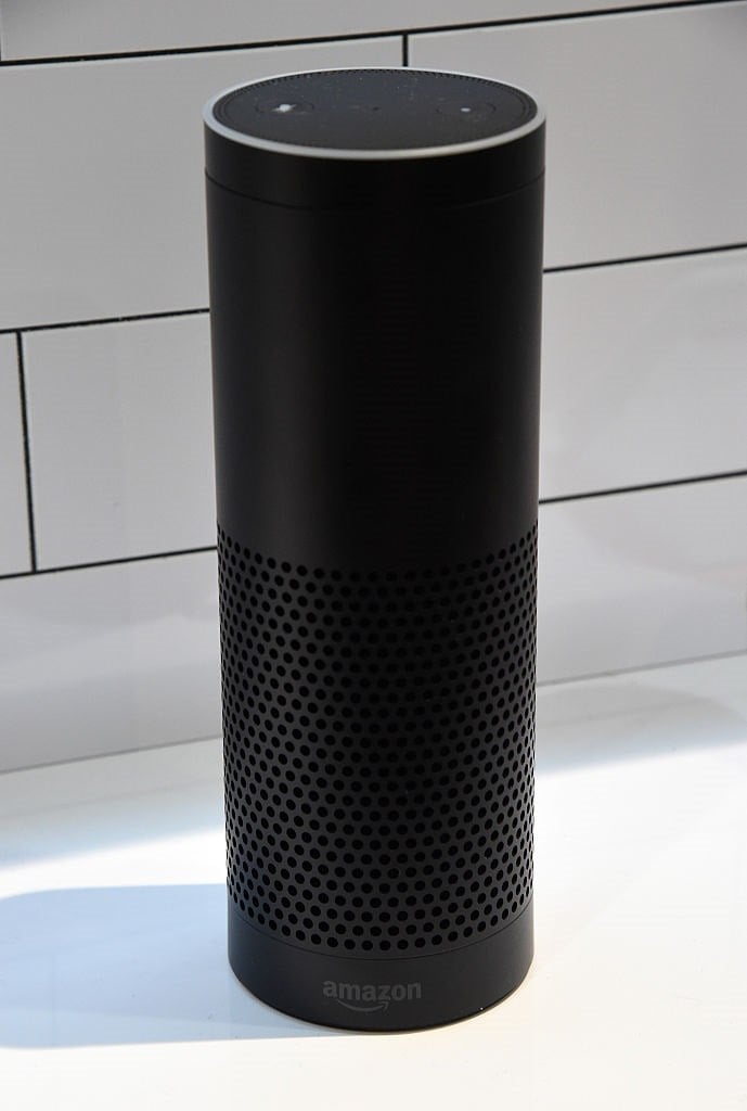 Amazon Echo displayed at Sands Expo and Convention Center Amazon Echo displayed at Sands Expo