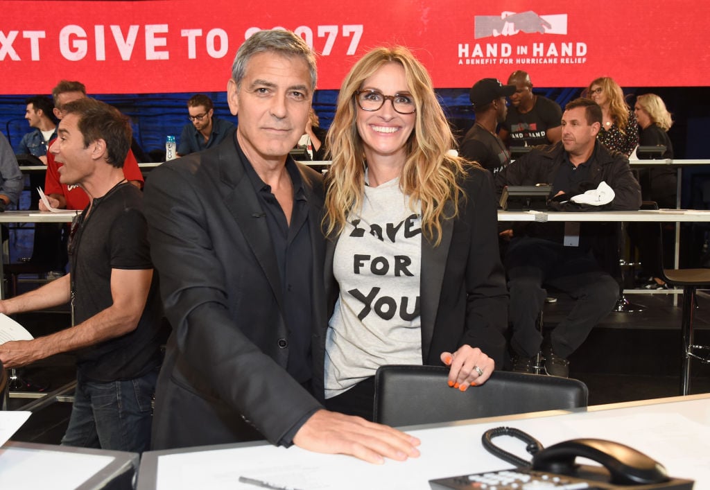 George Clooney and Julia Roberts at Hand in Hand for hurricane relief George Clooney and Julia Roberts attend Hand in Hand