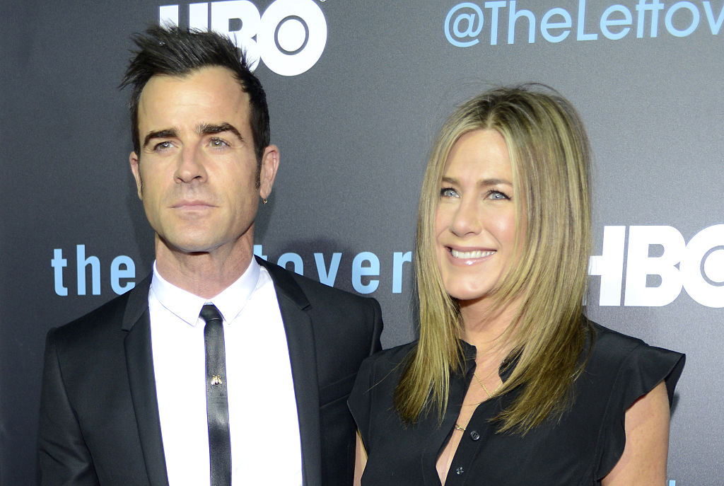 Justin Theroux and Jennifer Aniston attend HBO's The Leftovers Season 2 Premiere in Austin, Texas.