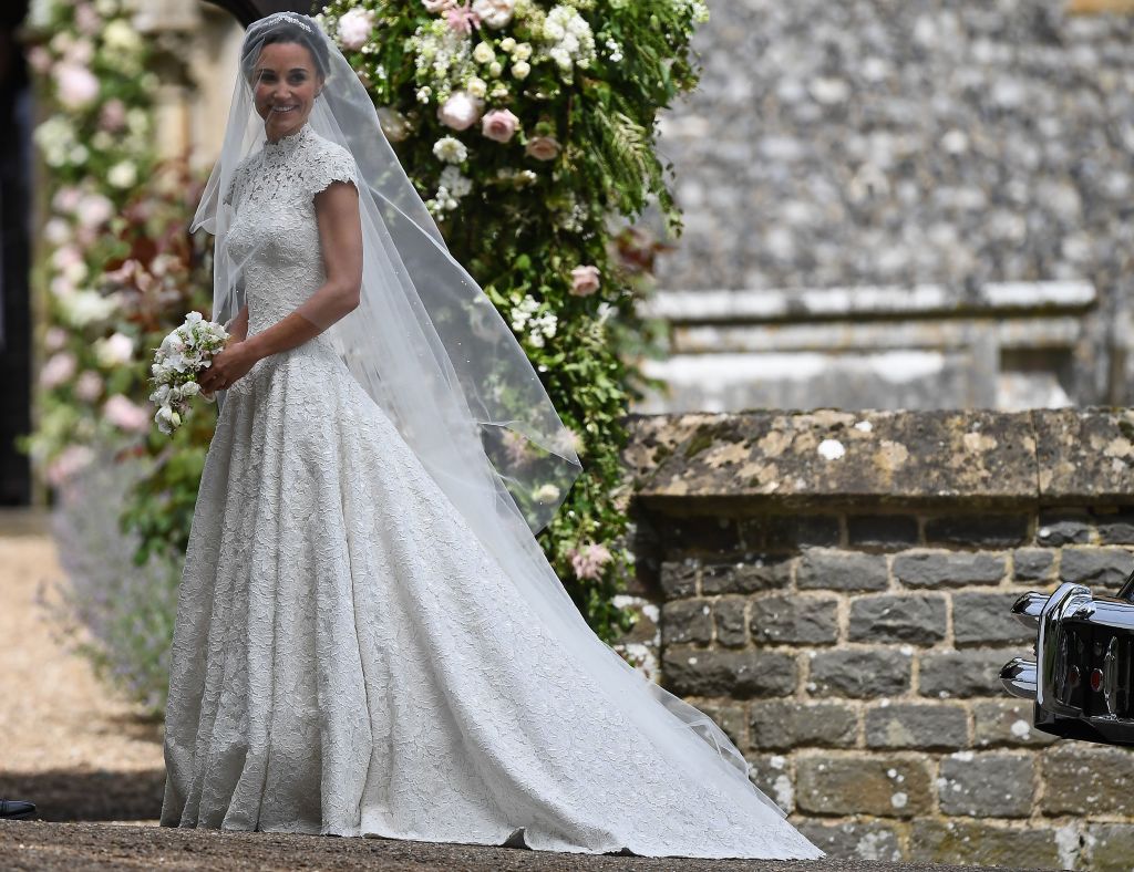 Pippa Middleton arrives for her wedding to James Matthews at St Mark's Church in Englefield, west of London, on May 20, 2017.