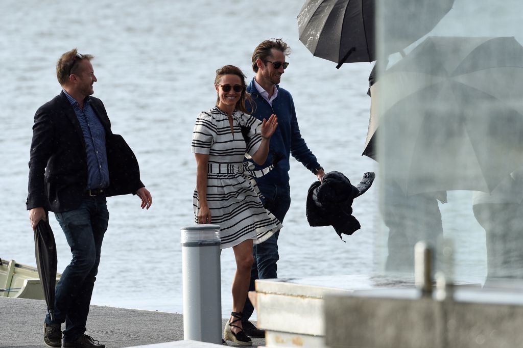 Pippa Middleton (C) and her husband James Matthews (R) arrive at Rose Bay Wharf by sea plane in Sydney on May 31, 2017 for their honeymoon. Pippa Middleton (C) and her husband James Matthews (R) arrive at Rose Bay Wharf by sea plane in Sydney on May 31, 2017 for their honeymoon.