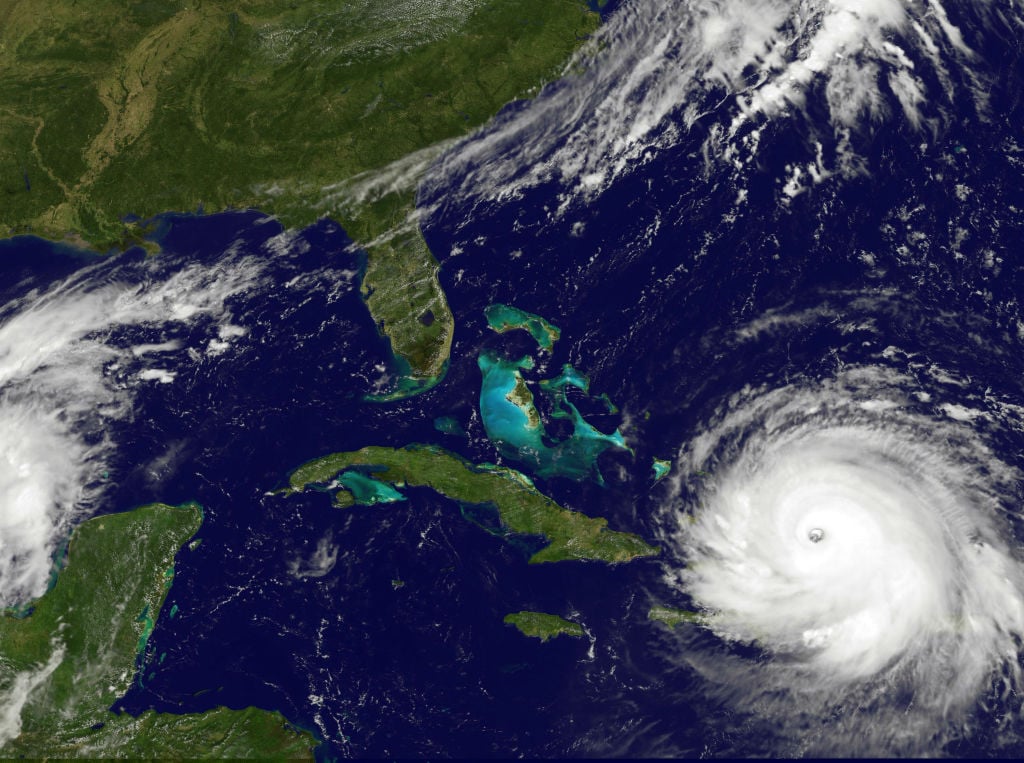 NOAA's GOES satellite shows Hurricane Irma as it moves towards the Florida Coast in the Caribbean Sea