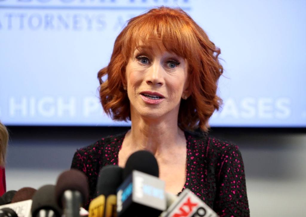 Kathy Griffin and her attorney Lisa Bloom speak at a press conference. Kathy Griffin and her attorney Lisa Bloom