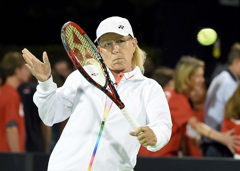 Martina Navratilova warms up before a tennis match. Martina Navratilova warms up before a tennis match.