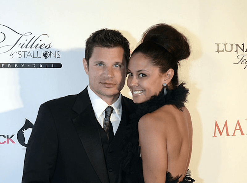 Nick Lachey and Vanessa Minnillo poses for photos on a red carpet. Nick Lachey and Vanessa Minnillo poses for photos on a red carpet.