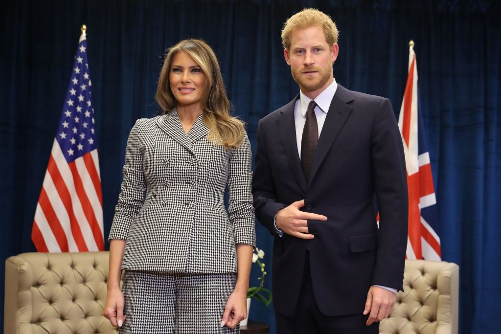 Prince Harry poses with first lady Melania Trump