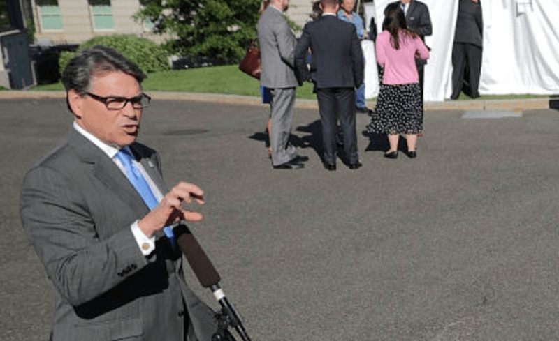 Rick Perry speaking on camera. Rick Perry speaking on camera.