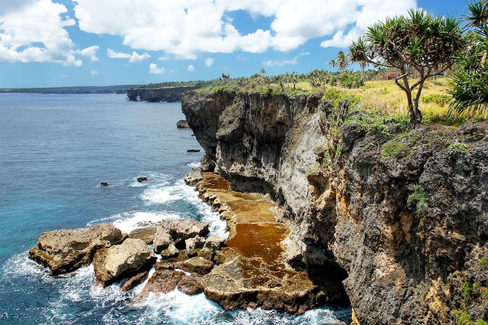 Cliffs on the southern shore of Tongatapu island in Tonga
