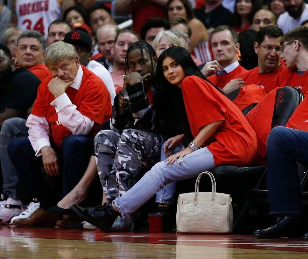 Travis Scott and Kylie Jenner at NBA Playoffs.