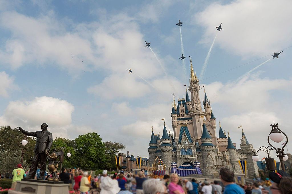 U.S. Navy Blue Angels Soar Above Cinderella Castle at Walt Disney World Resort U.S. Navy Blue Angels