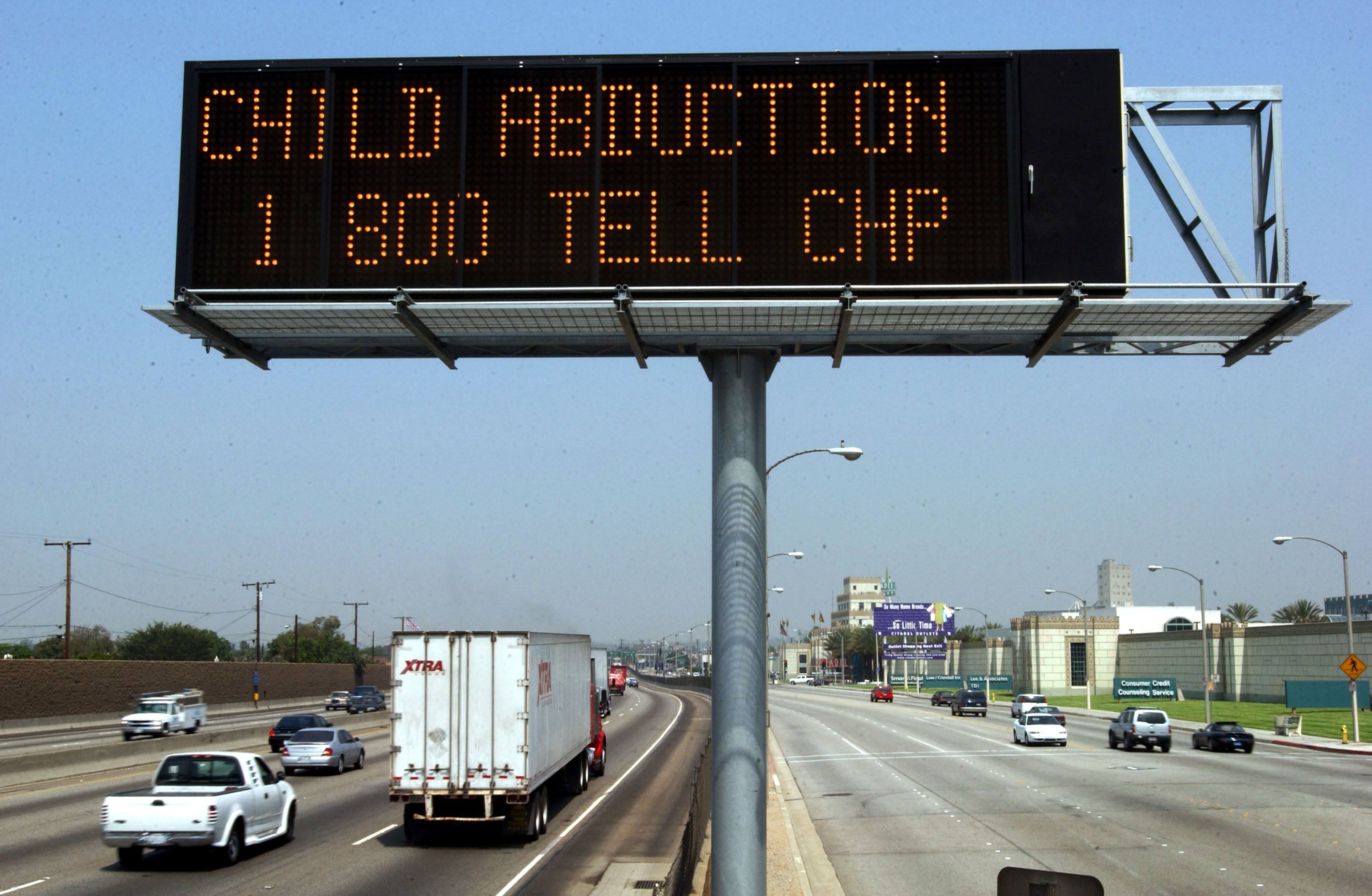 amber alert billboard over highway