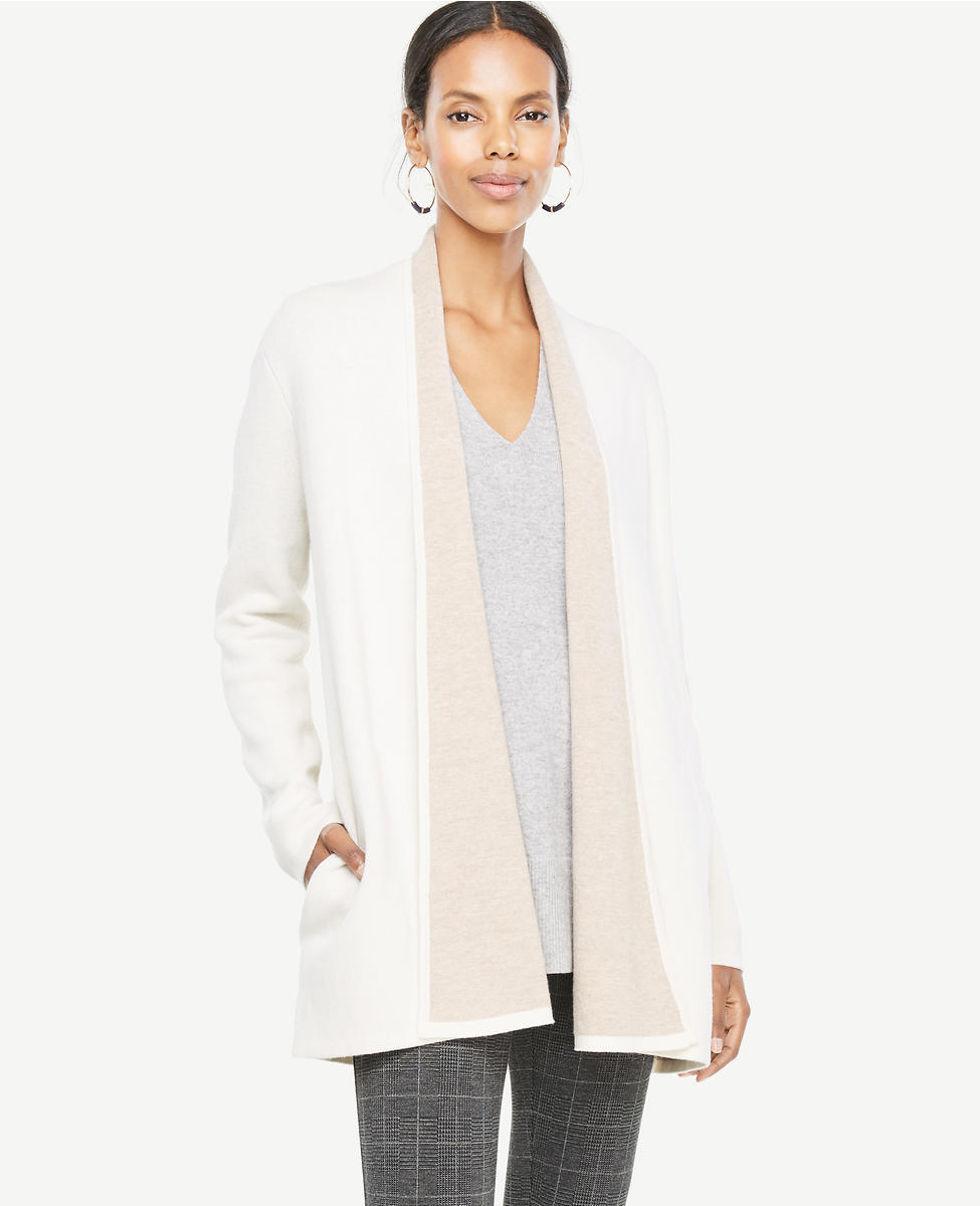 Ann taylor cream wool coatigan