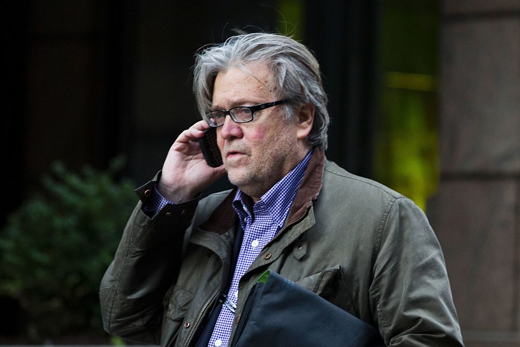 Steve Bannon talking on the phone Steve Bannon talking on the phone