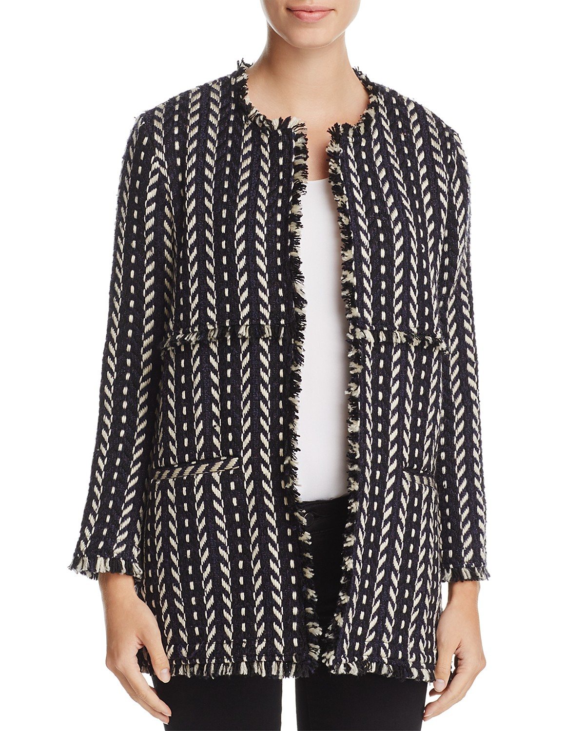 Tweed open long coat