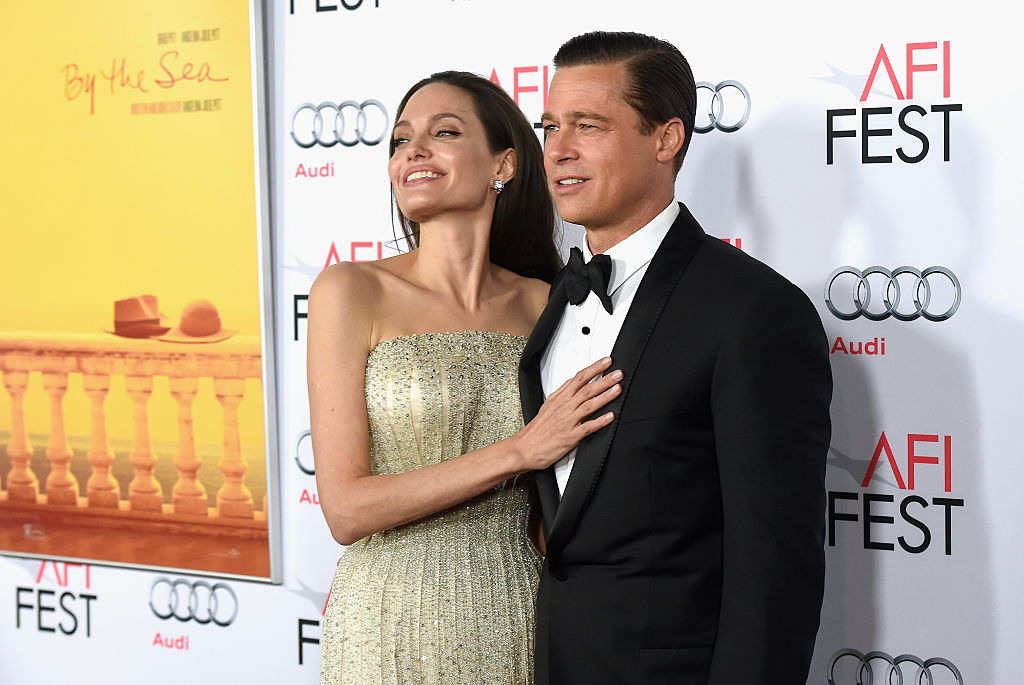 Angelina Jolie and Brad Pitt at a 2015 movie premiere. 