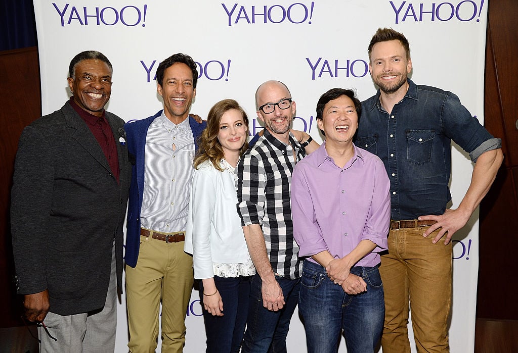Keith David, Danny Pudi, Gillian Jacobs, Jim Rash, Ken Jeong, and Joel McHale The cast of Community Season 6