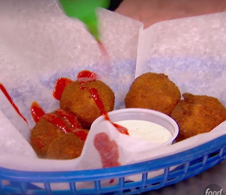 Fried mac n cheese atomic fireballs