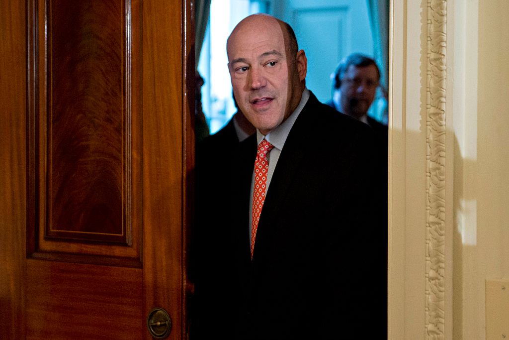 Gary Cohn peeks through a doorway