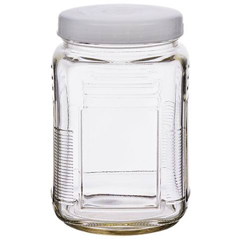 Glass jar with plastic lid