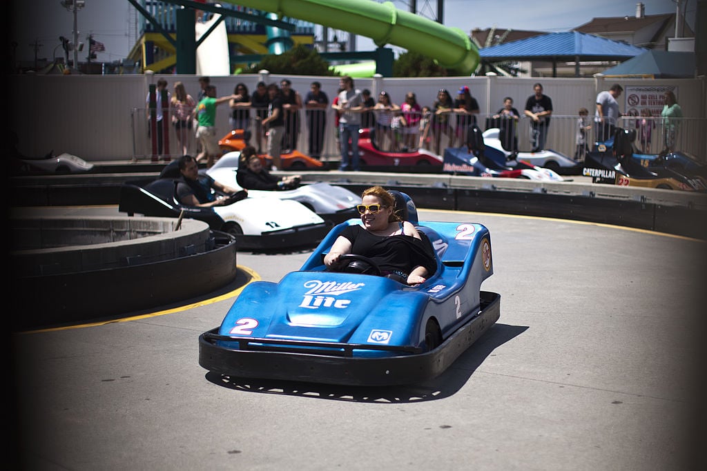 Woman rides a go-kart