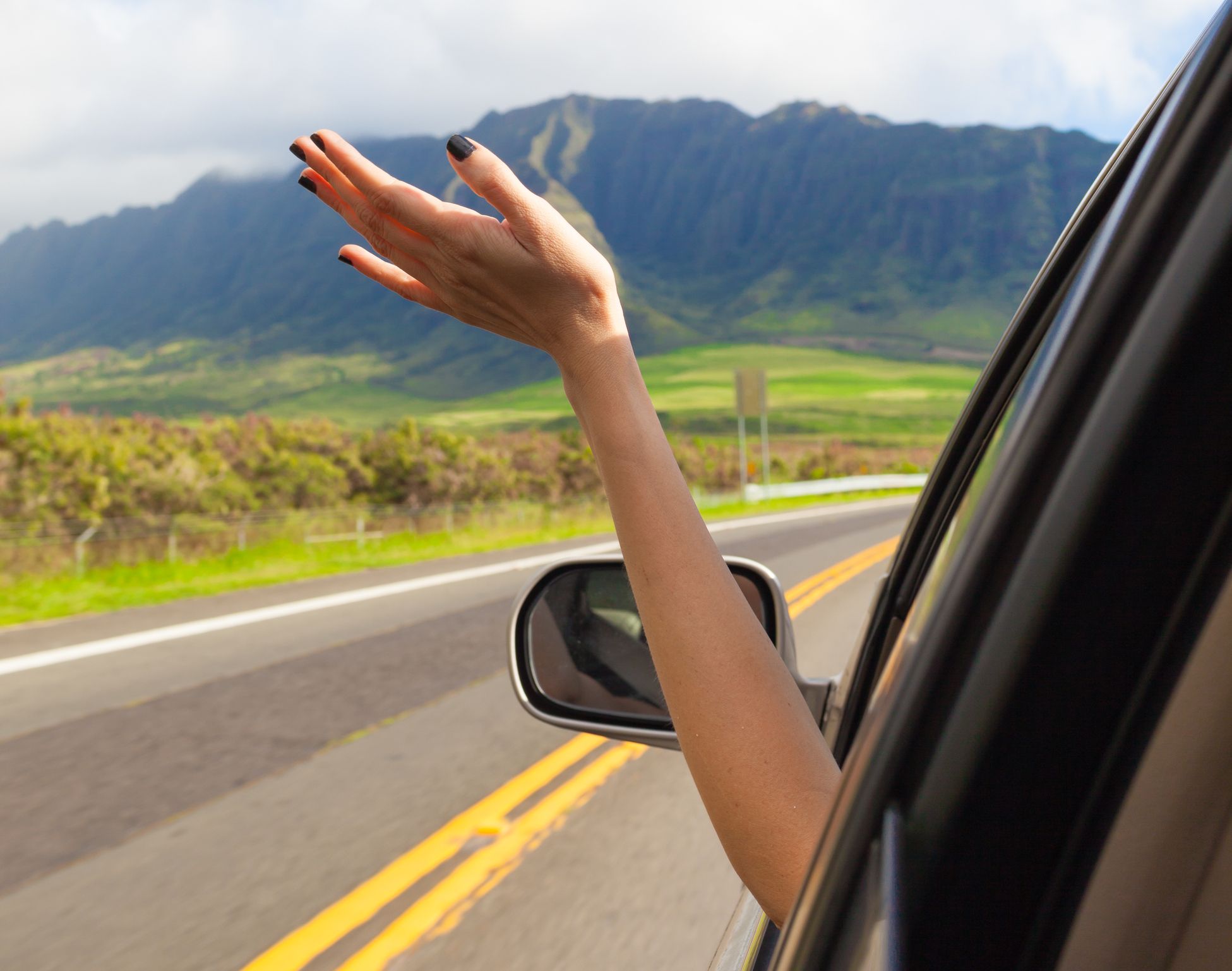 Woman driving in Hawaii