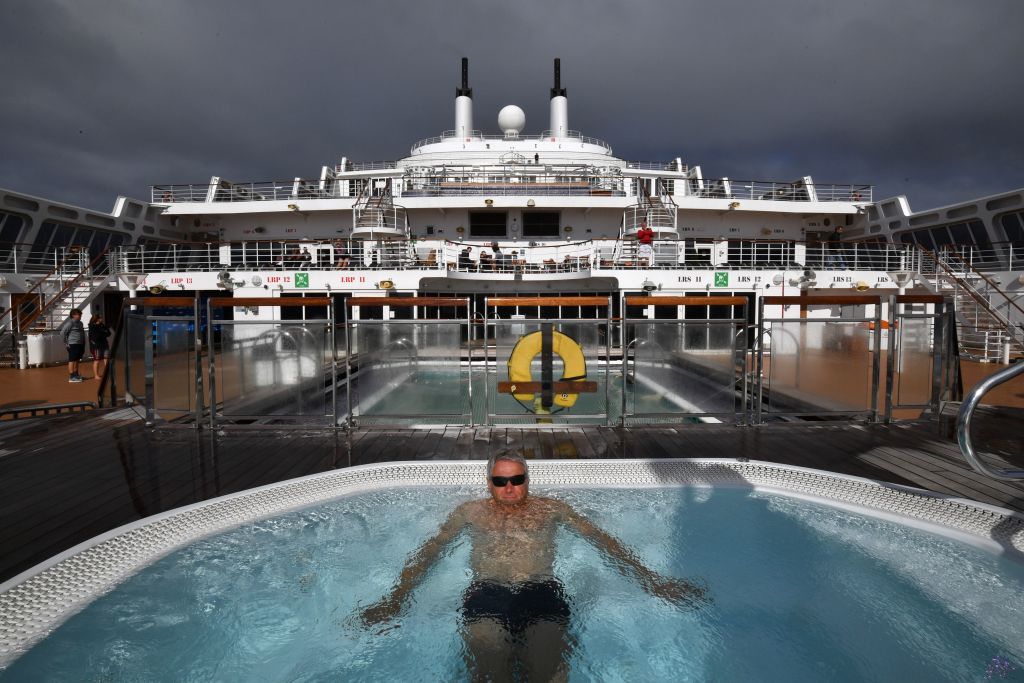 Man in hot tub on cruise ship
