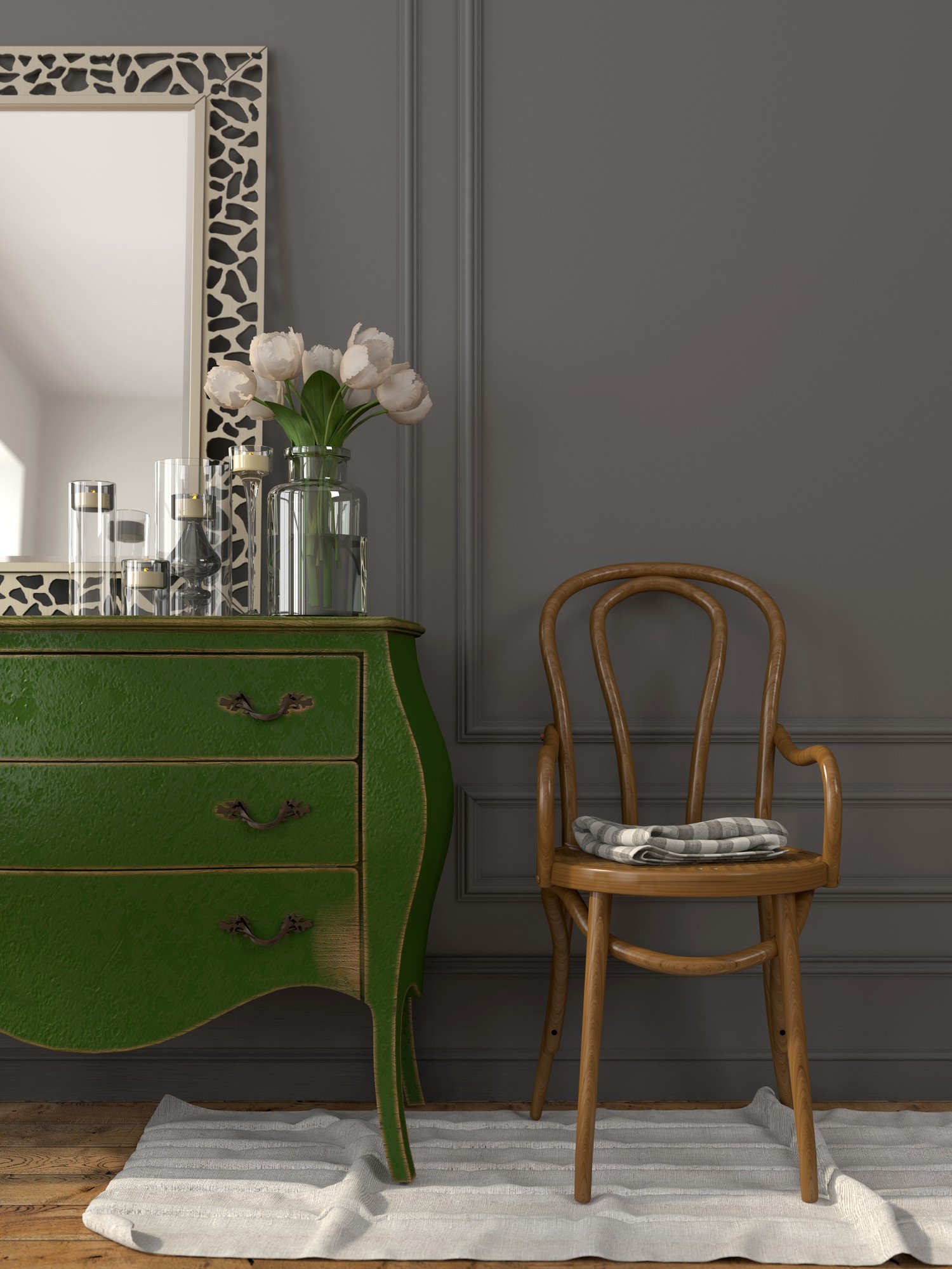 hunter green dresser