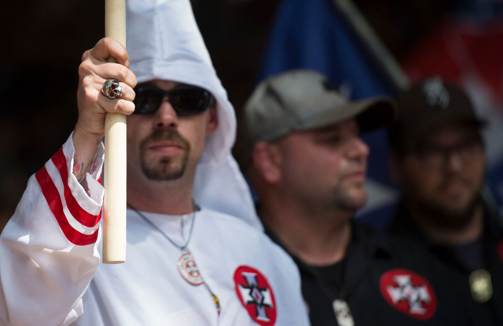 klan member at a rally A ku klux klan member in Charlottesville