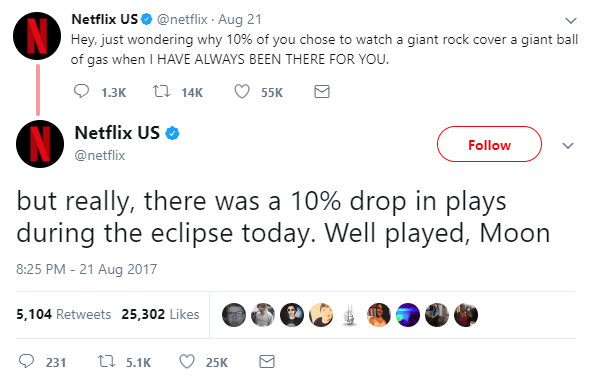Netflix tweet about eclipse