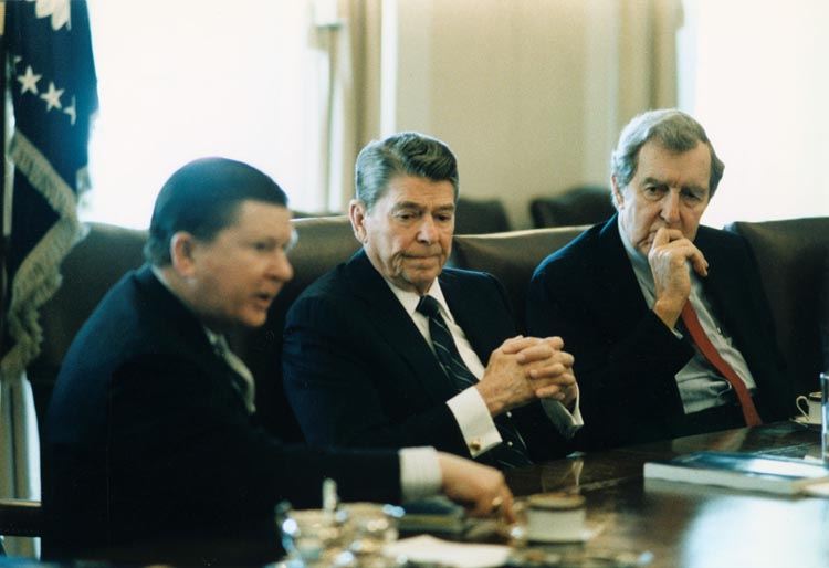 Ronald Reagan during Iran-Contra meeting