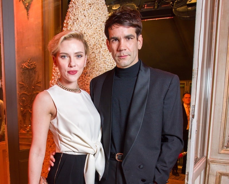 Scarlett Johansson and Romain Dauriac stand next to each other