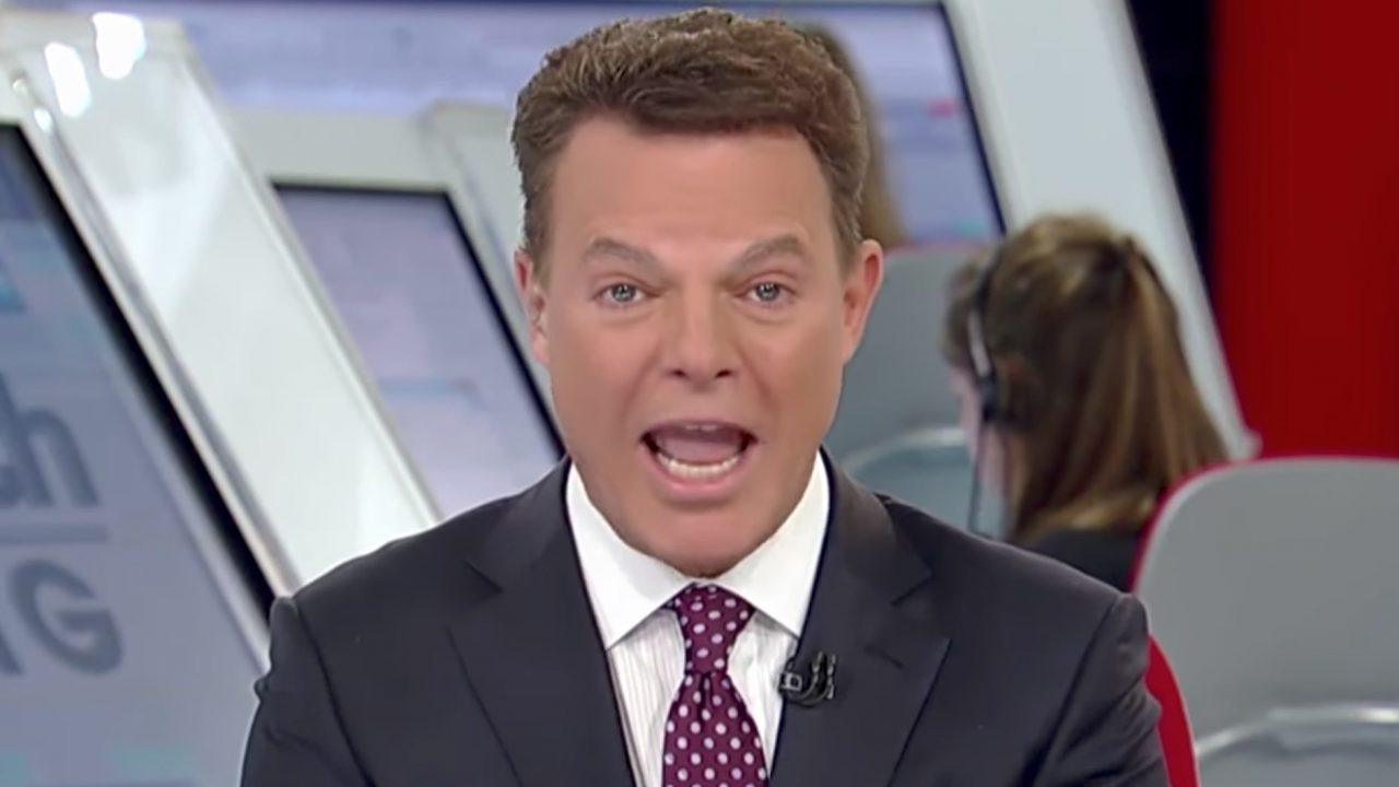 Shepard Smith speaking behind a news desk while facing the camera. 