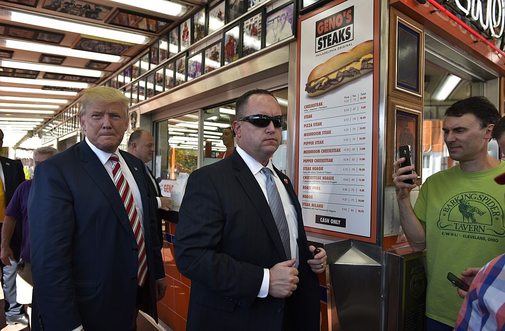 Trump with cheese steak 