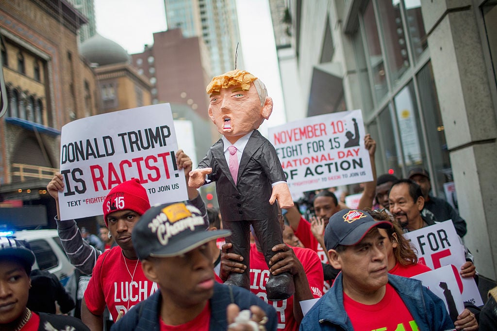 activists protest outside Trump tower