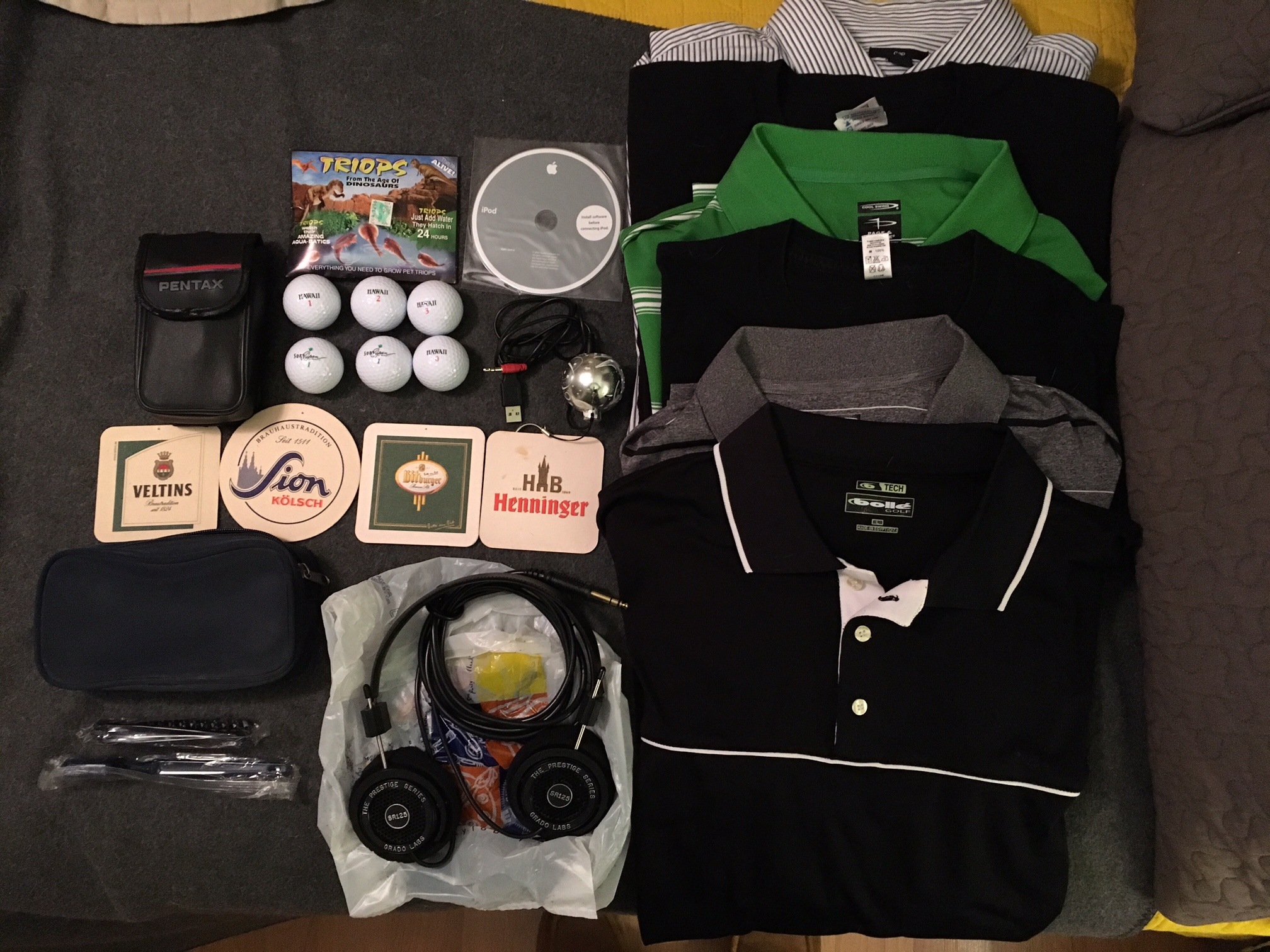 Broken headphones, polo shirts, and more