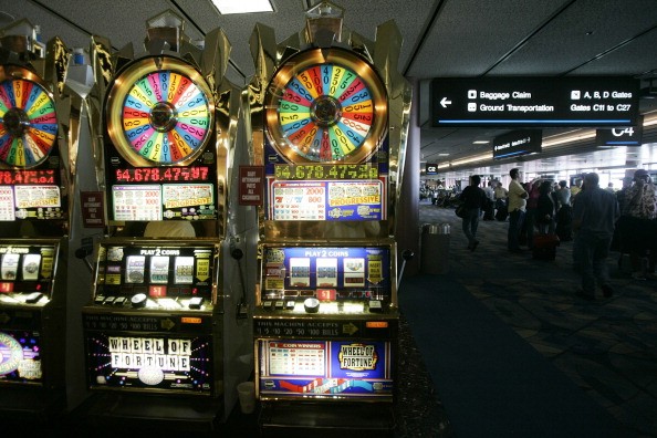 two slot machines in the las vegas airport