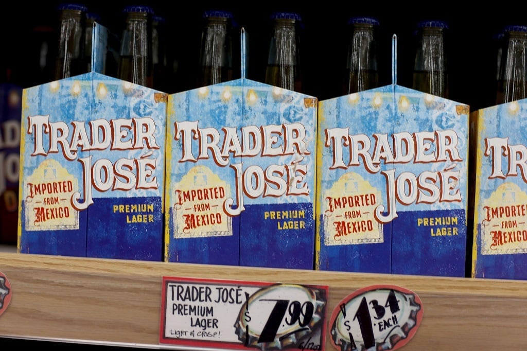 Trader Joe's beer is seen on the shelf during the grand opening of a Trader Joe's on October 18, 2013 in Pinecrest, Florida. Trader Joe's opened its first store in South Florida where shoppers can now take advantage of the California grocery chains low-cost wines and unique items not found in other stores. About 80 percent of what they sell is under the Trader Joe's private label. (Photo by Joe Raedle/Getty Images)