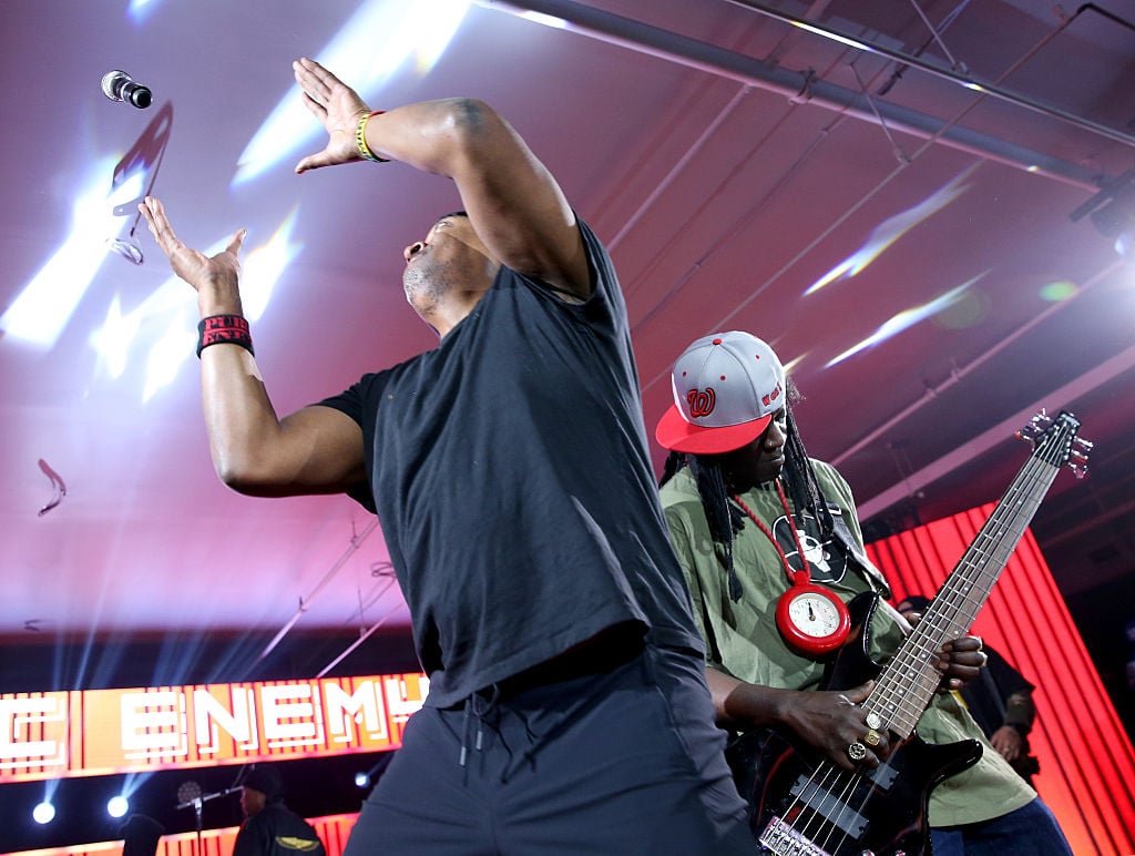 Rappers Chuck D and Flavor Flav of Public Enemy perform onstage Rappers Chuck D and Flavor Flav of Public Enemy perform onstage
