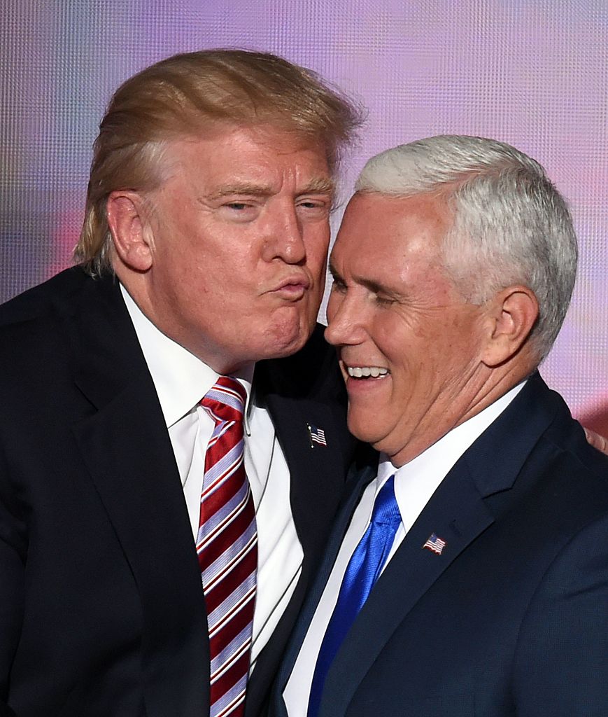 Donald Trump and Mike Pence close with a kissy face