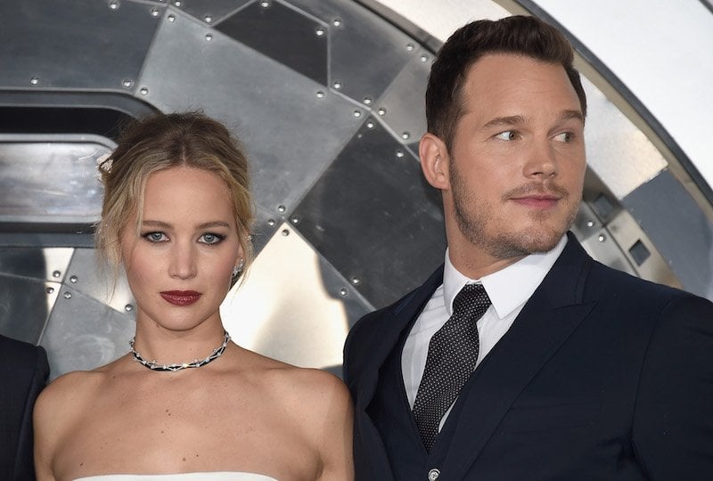 Actors Jennifer Lawrence (L) and Chris Pratt attend the premiere of Columbia Pictures' "Passengers"