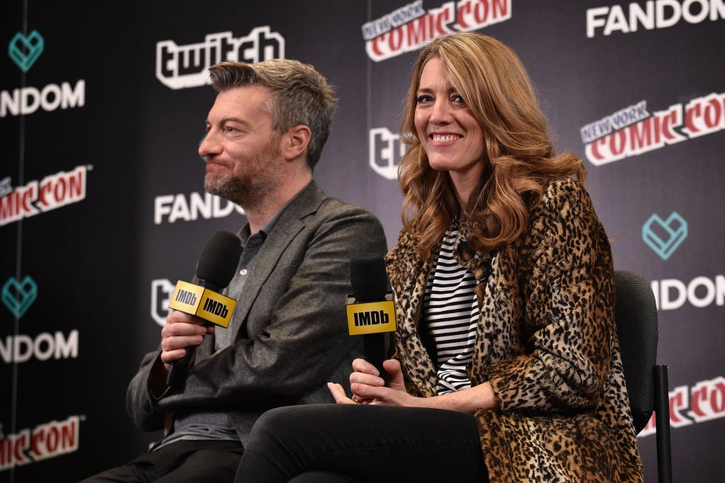Black Mirror Creator, writer, producer Charlie Brooker and Executive Producer Annabel Jones speak onstage during IMDb LIVE at NY Comic-Con at Javits Center on October 7, 2017 in New York City. Black Mirror Creator, writer, producer Charlie Brooker and Executive Producer Annabel Jones speak onstage during IMDb LIVE at NY Comic-Con at Javits Center on October 7, 2017 in New York City.