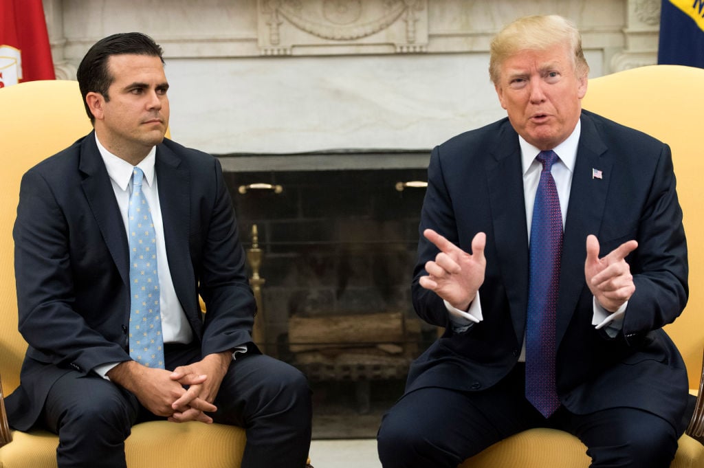 Trump speaks with Ricardo Rossello of Puerto Rico in the Oval Office Trump speaks with Ricardo Rossello of Puerto Rico in the Oval Office