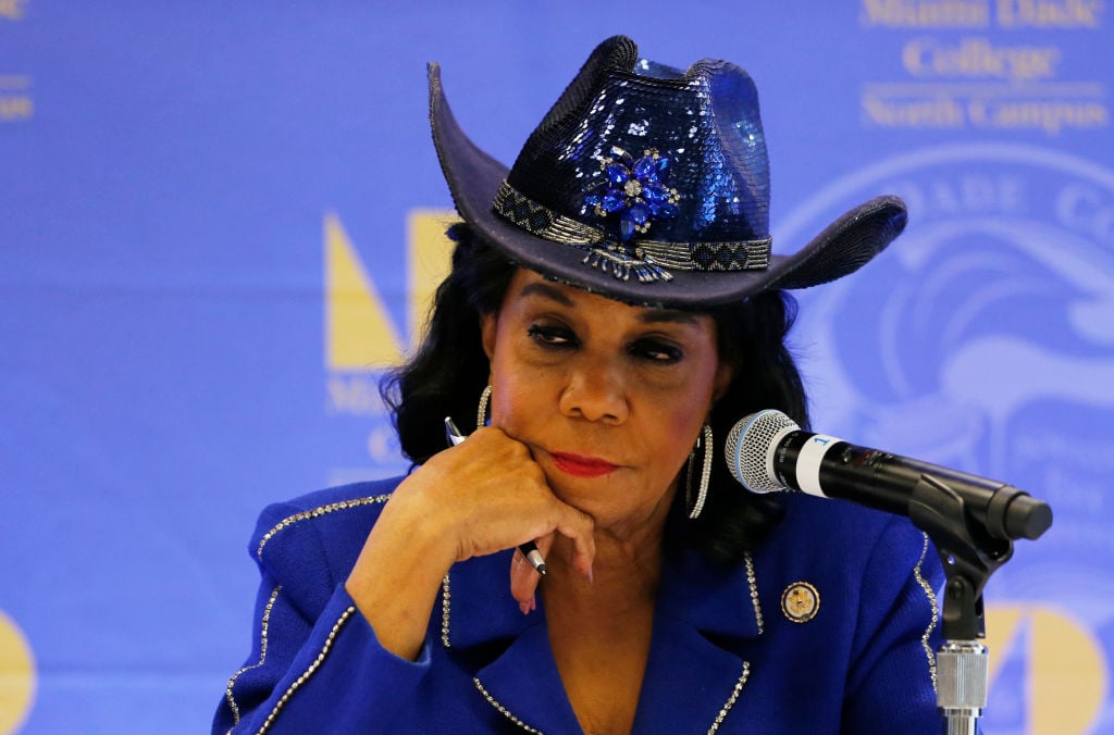 Federicka Wilson in a blue suit and a cowboy hat Federicka Wilson in a blue suit and a cowboy hat