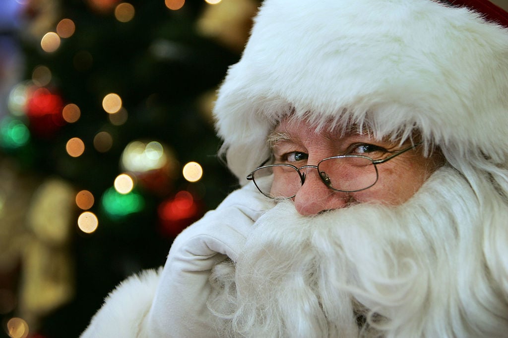 A tight shot of Santa Claus