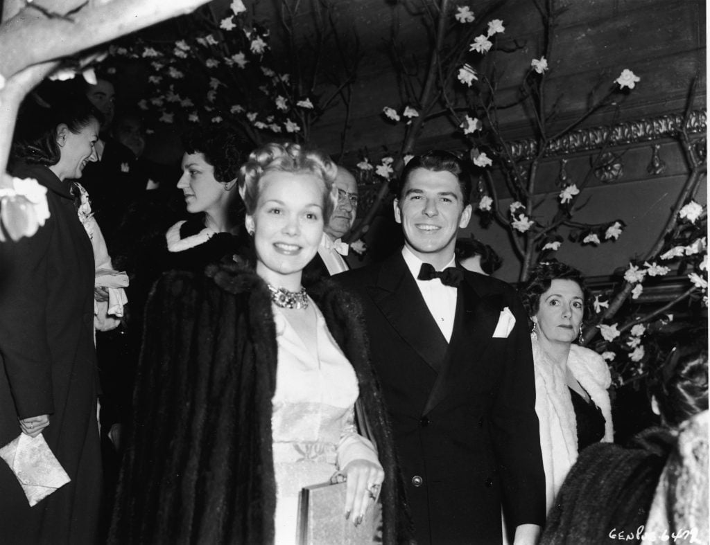 Actress Jane Wyman and her husband, actor and politician Ronald Reagan, attend an event in 1939.