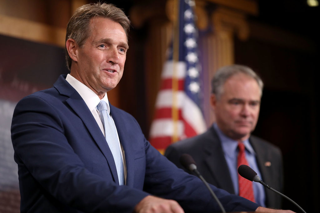 Sen. Jeff Flake (R-AZ) (L) and Sen. Tim Kaine Sen. Jeff Flake (R-AZ) (L) and Sen. Tim Kaine