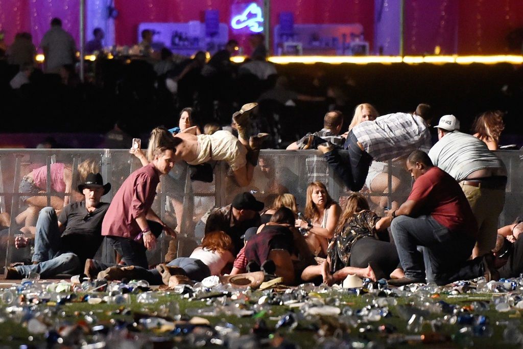 people run for shelter in las vegas People scramble for shelter in a Las Vegas shooting