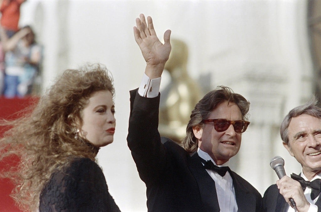Michael Douglas accompanied by his wife Diandra arrives for the 60th Annual Academy Awards.