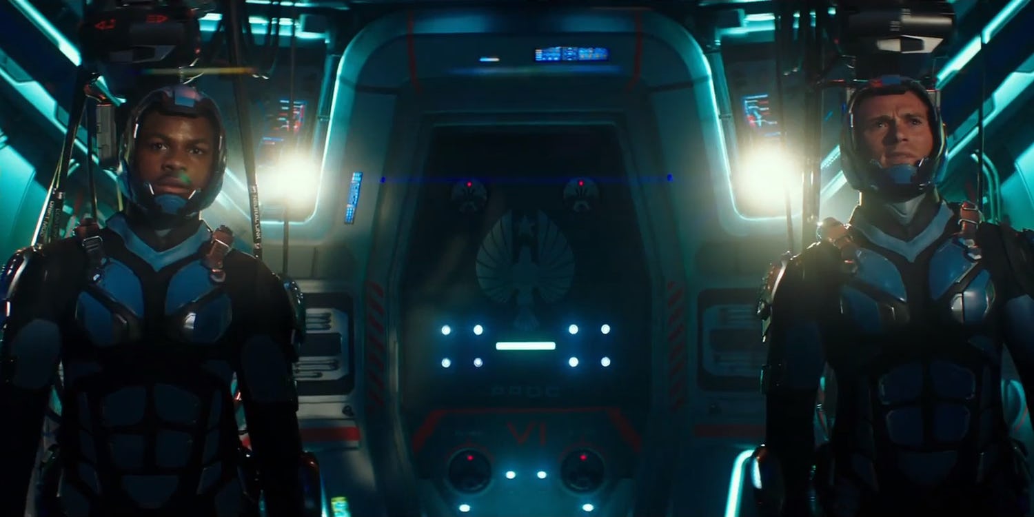 John Boyega and Scott Eastwood sit next to each other in rubber suits as Jake Pentecost and Nate Lambert John Boyega and Scott Eastwood sit next to each other in rubber suits as Jake Pentecost and Nate Lambert